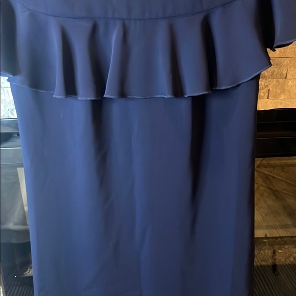 Trina Turk Blue Ruffled Sheath Dress with Flutter Sleeves - Picture 4 of 10